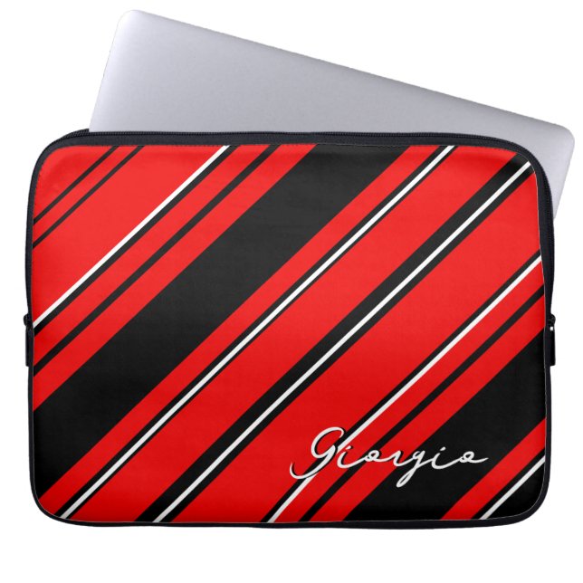 Capa Para Notebook Modelo de Nomes Personalizados, Preto, Vermelho E  (Frente)