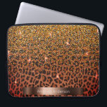 Capa Para Notebook Modelo leopardo bronze ouro preto<br><div class="desc">Um elegante,  glamouroso e feminino com padrão leopardo castanho,  ouro e preto,  decorado com confete ouro. Modelo para o seu nome. Um quadro colorido de bronze falso. Cartas brancas.</div>