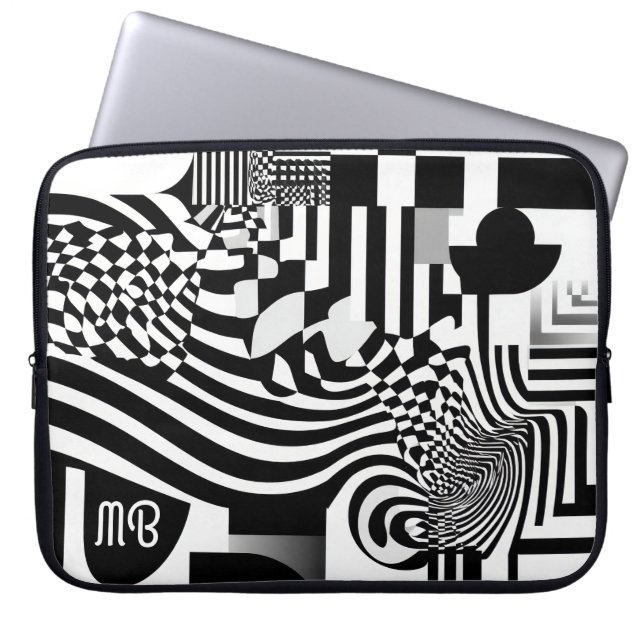 Capa Para Notebook Modern Abstract Geometric Black White Pattern 15" (Frente)