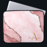 Capa Para Notebook Modern Blush Pink Gold Agate Geode Monogram<br><div class="desc">Modern Blush Pink Gold Agate Geode Monogram laptop sleeve</div>