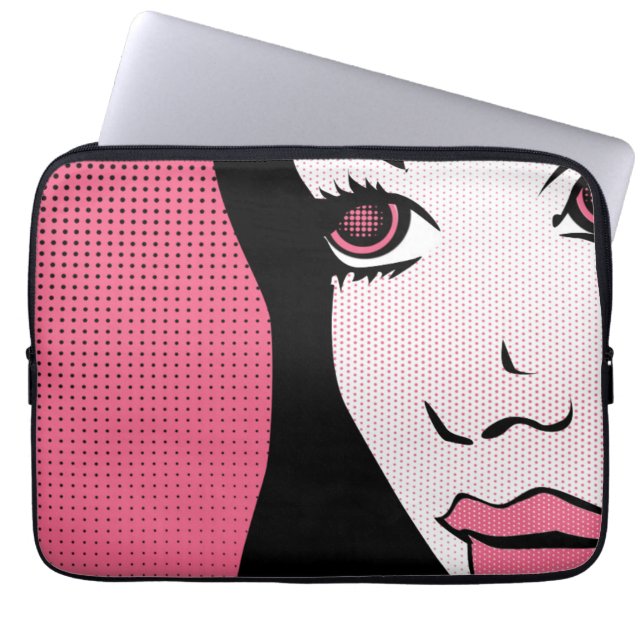 Capa Para Notebook Modern Comic Book Pop Art of Woman's Face (Frente)