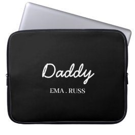 Capa Para Notebook Modern Dad Kids Names Father’s Day Script Black