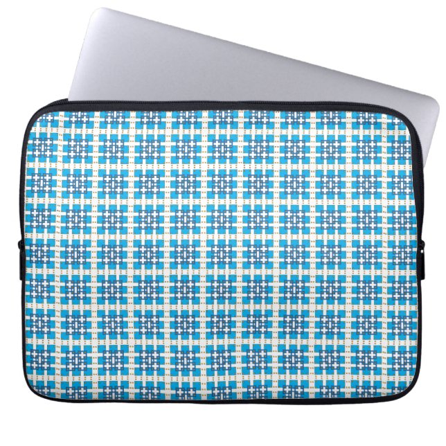 Capa Para Notebook Modern geometric blue SEA squares pattern (Frente)