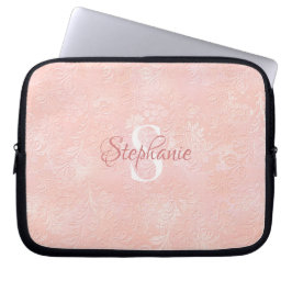 Capa Para Notebook Modern Girly Blush - Monograma Floral Rosa