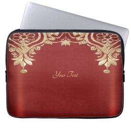 Capa Para Notebook Modern Gold Red Floral Laptop Sleeve