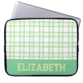 Capa Para Notebook Modern Preppy Plaid Varsity Font Green Lime