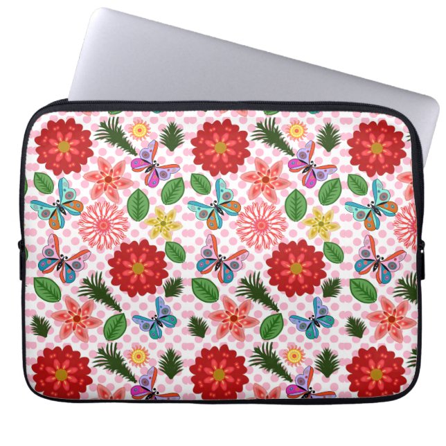 Capa Para Notebook Modern Spring Garden Butterfly Floral  (Frente)