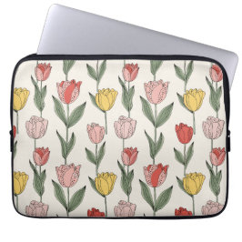 Capa Para Notebook Modern Tulip Floral Pattern Soft Botanical Spring