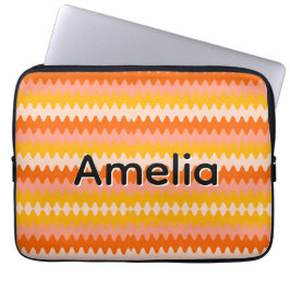Capa Para Notebook Modern Yellow, Orange & White Zig Zag Pattern