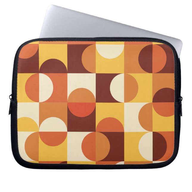 Capa Para Notebook Moderno de Meados do Século Meios círculos amarelo (Frente)