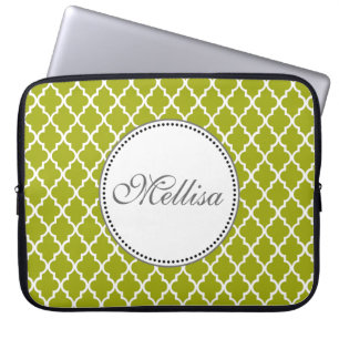 Capa Para Notebook Moderno, elegante, monograma de quatro folhas de l