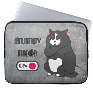 Capa Para Notebook Modo rabugento em gato gordo engraçado
