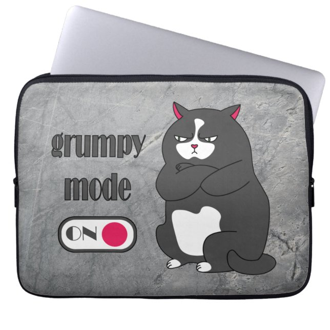 Capa Para Notebook Modo rabugento em gato gordo engraçado (Frente)