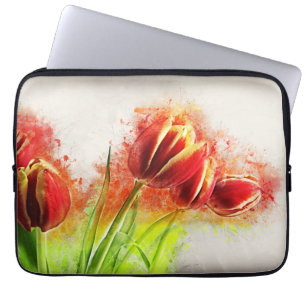 Capa Para Notebook Molas Amarelas Vermelhas De Mola Aquosa Floral