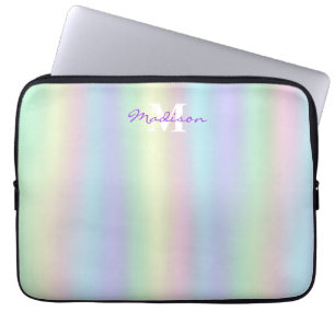 Capa Para Notebook Mole Arco-Íris Holográfico Monograma