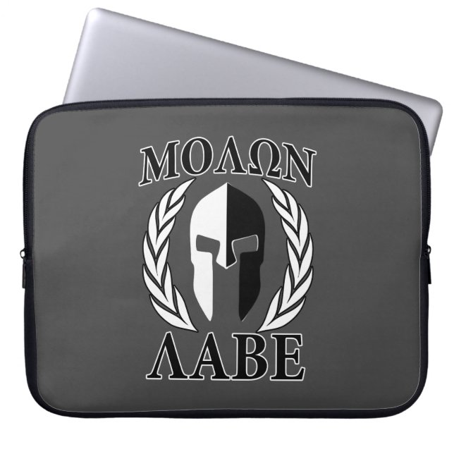 Capa Para Notebook Molon Labe Spartan Mask Laurels Monochrome (Frente)