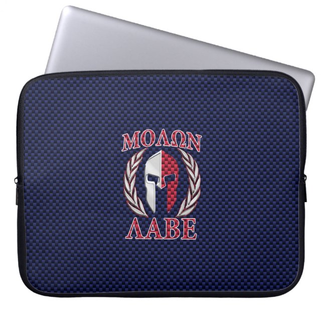 Capa Para Notebook Molon Labe Spartan Warrior Carbon Fiber Chrome (Frente)