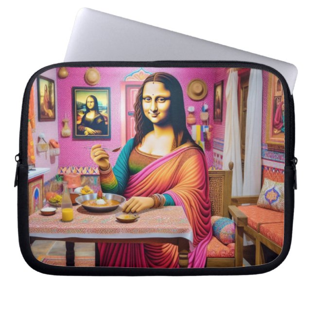 Capa Para Notebook Mona eating Indian foods (Frente)