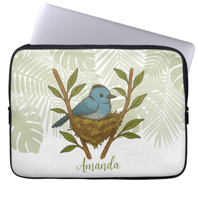 Capa Para Notebook Monarca-de-pescoço-preto Aninhado Entre as Folhas (Frente)