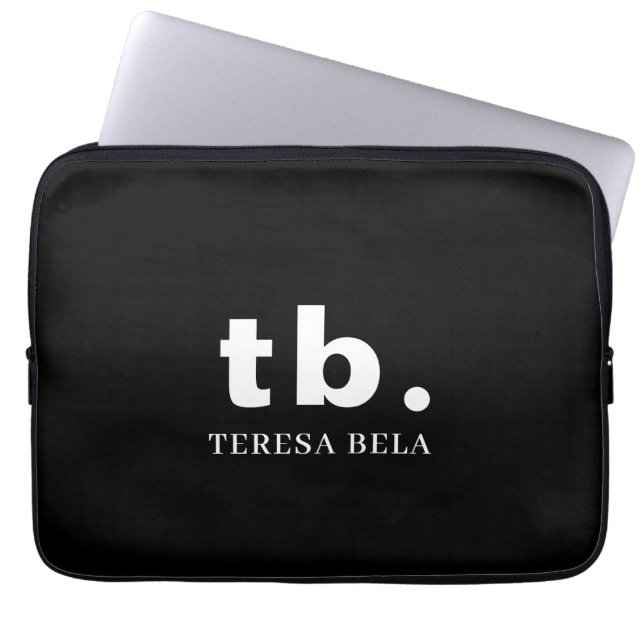 Capa Para Notebook Monogram Classic Elegant Minimal Black and White (Frente)