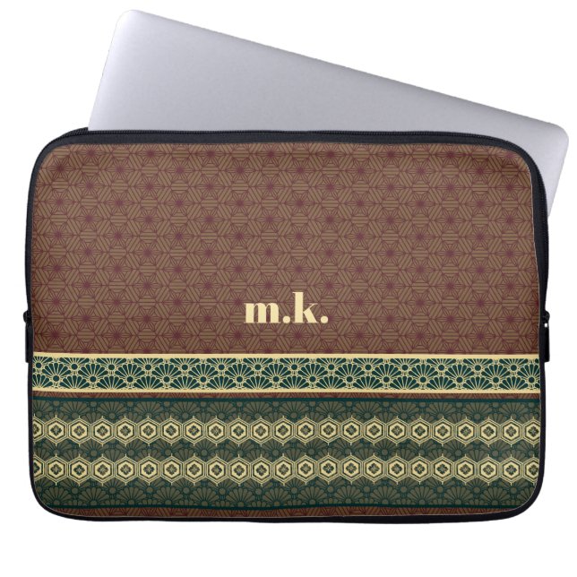 Capa Para Notebook Monogram Classic Red Green Kikkou Pattern (Frente)