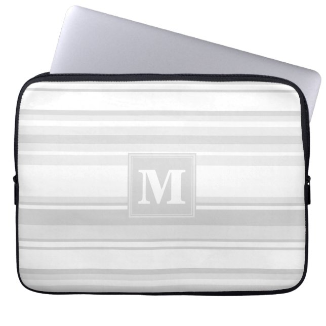 Capa Para Notebook Monogram light grey stripes (Frente)