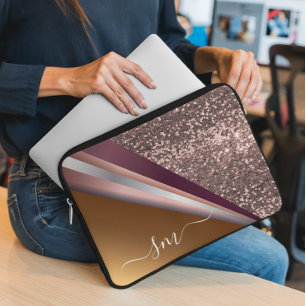 Capa Para Notebook Monograma 3D de Metal com Aparência Brilhante em O