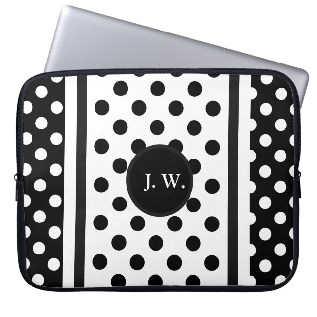 Capa Para Notebook Monograma Abstrato Em Preto E Branco (Frente)