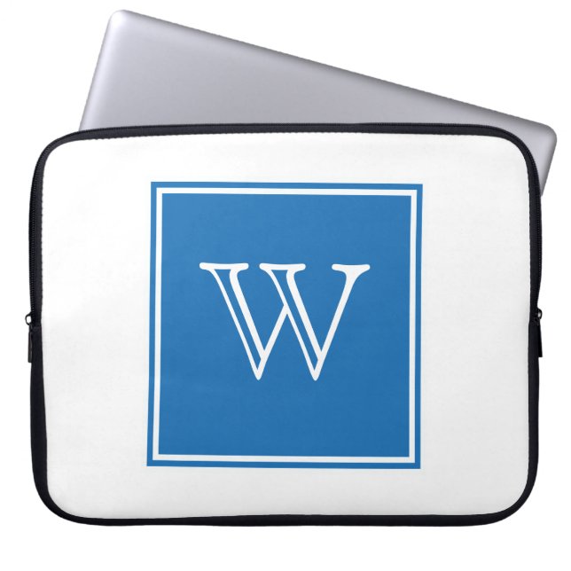Capa Para Notebook Monograma ao quadrado azul (Frente)