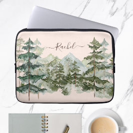 Capa Para Notebook Monograma Aquarela Pinus Floresta Montanha Russa