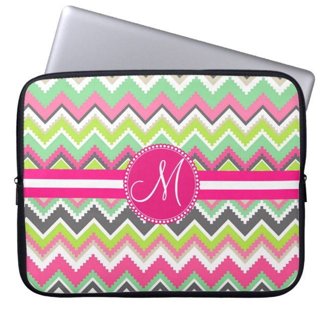 Capa Para Notebook Monograma Aztec Andes Tribal Mountain Chevron (Frente)