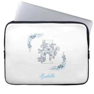Capa Para Notebook Monograma Azul, Calm Floral