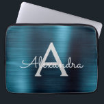 Capa Para Notebook Monograma Azul Metálico Moderno Chic Stainless Ste<br><div class="desc">Azul e Cinza Folhas de Aço Inoxidável Folha Metálica Moderna e Capa de Monograma Elegante. Esta bolsa de laptop personalizada monificada pode ser personalizada para incluir seu nome inicial e próprio e fazer um presente de Natal ou Aniversário perfeito.</div>
