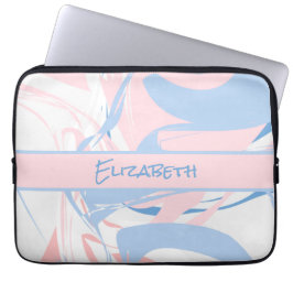 Capa Para Notebook Monograma Blue White Marble Swirl