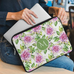 Capa Para Notebook Monograma Bonito Cor Verde Roxo Floral<br><div class="desc">Monograma Bonito Cor Verde Púrpura Bolsa de laptop Floral apresenta um padrão floral bonito roxo e verde de cor d'água com seu monograma personalizado no centro. Personalize editando o texto na caixa de texto fornecida. Elaborado por ©Evco Studio www.zazzle.com/store/evcostudio</div>