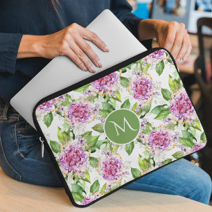 Capa Para Notebook Monograma Bonito Cor Verde Roxo Floral