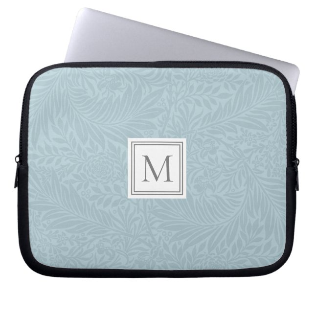 Capa Para Notebook Monograma Botânico Floral Azul-Elegante (Frente)