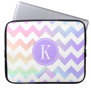 Capa Para Notebook Monograma branco do costume de Chevron do