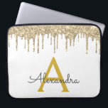Capa Para Notebook Monograma branco Dourado de brilho<br><div class="desc">Mala branca e Dourada,  com brilho moderno e elegante,  brilho feminino e minúsculo monograma elegante. Esse caso pode ser personalizado para incluir seu nome inicial e próprio.</div>