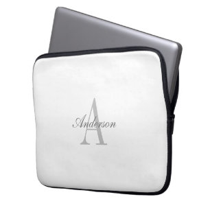 Capa Para Notebook Monograma branco e Cinza elegante