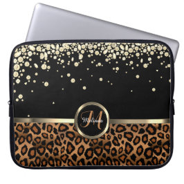 Capa Para Notebook Monograma Castanho e Leopardo Negro com Diamante D