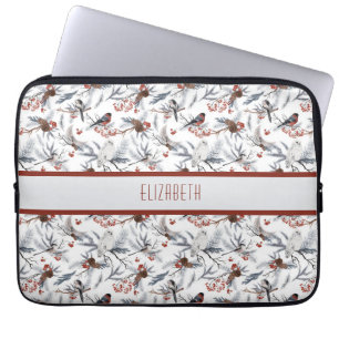 Capa Para Notebook Monograma Cinza Branca Silver Branch Berries Verme