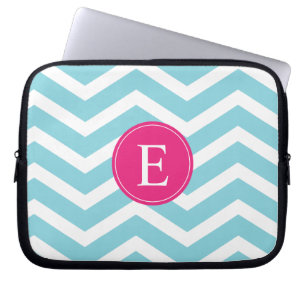 Capa Para Notebook Monograma Cor-de-Rosa Branco Azul