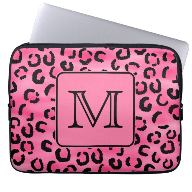 Capa Para Notebook Monograma cor-de-rosa brilhante do costume do (Frente)