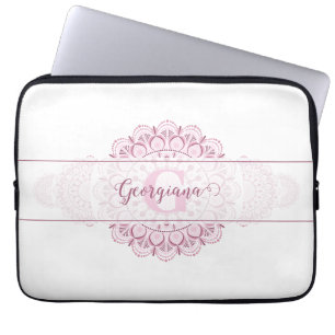 Capa Para Notebook Monograma cor-de-rosa Confetti Lace Mandala Orname