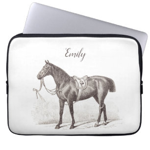 Capa Para Notebook Monograma custom chic vintage cavalo equestre