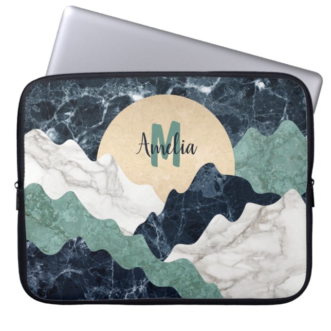 Capa Para Notebook Monograma da Paisagem da Montanha Marble (Frente)