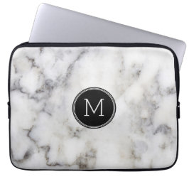 Capa Para Notebook Monograma da Pedra Marble da cinza