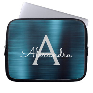 Capa Para Notebook Monograma de aço inoxidável chique moderno