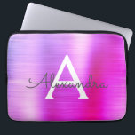 Capa Para Notebook Monograma de aço inoxidável cor-de-rosa e púrpura<br><div class="desc">Capa Elegante de Aço Isolante,  de Aço Inoxidável,  cor-de-rosa e pastel roxo. Esta capa pode ser personalizada para incluir seu nome inicial e próprio.</div>